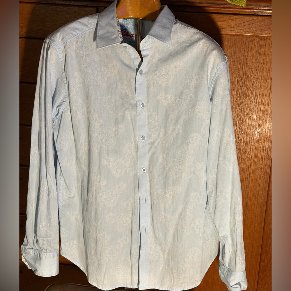 Robert Graham Light Blue Paisley-Textured Dress Shirt